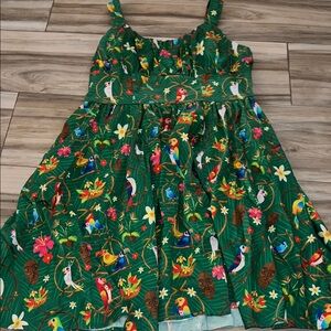 Tropical Green Disney Tiki Huy Dress with Colorful Bird Print dapper days XL